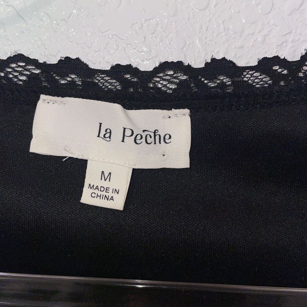 Coquette Cottagecore Fairycore Top NWT La Peche M Medium Black Lace Lacey